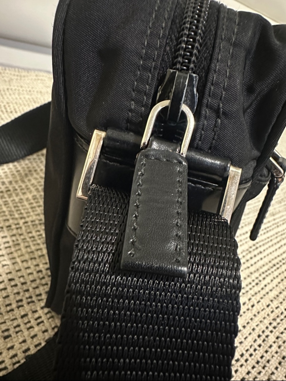 Prada Black Nylon Messenger Bag with Logo Plaque - Picture 11 of 16